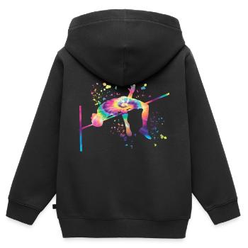 Saut en hauteur Aquarelle Saut en hauteur - Sweat Premium à capuche zippé enfant bio - noir - Dos - AI Model Kid Male (0cm)