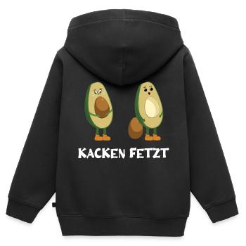 Kacken fetztLustig Avocado Toilette Entspannung - Kinder Premium Organic Zip Hoodie - Schwarz - Hinten - AI Model Kid Male (0cm)