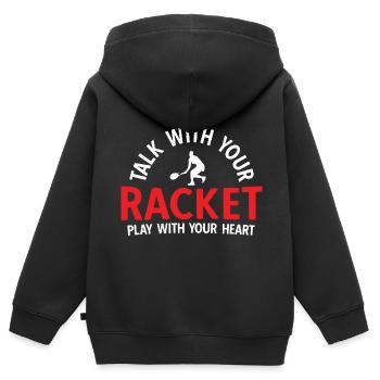 Tennisplatz Spruch Für Tennis - Kinder Premium Organic Zip Hoodie - Schwarz - Hinten - AI Model Kid Male (0cm)