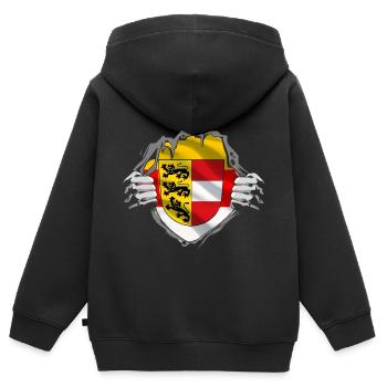 Véritables T klagenfurt & Carinthie Patriotes & Vacanciers - Sweat Premium à capuche zippé enfant bio - noir - Dos - AI Model Kid Male (0cm)