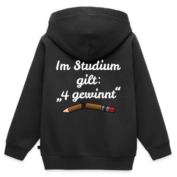 Dans l'étude s'applique: 4 victoires - énonciation drôle - Sweat Premium à capuche zippé enfant bio - noir - Dos - AI Model Kid Male (0cm)