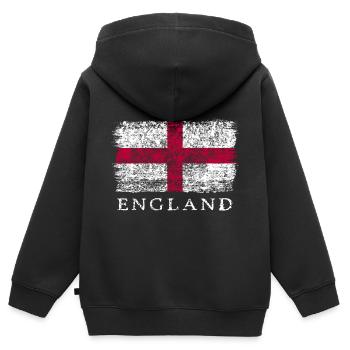 Angleterre Drapeau anglais Drapeau anglais - Sweat Premium à capuche zippé enfant bio - noir - Dos - AI Model Kid Male (0cm)