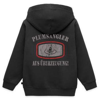 Angeln - Kinder Premium Organic Zip Hoodie - Schwarz - Hinten - AI Model Kid Male (0cm)