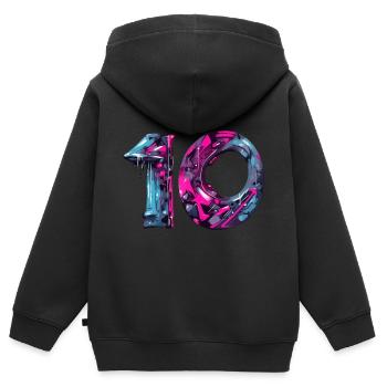 NO. 10 NUMBER 10 COOL 10TH BIRTHDAY - Kids Premium Organic Zip-up Hoodie - black - Back - AI Model Kid Male (0cm)