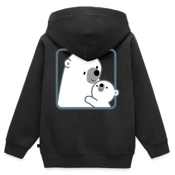 Mutter Eisbär und Kind - Cheerful Madness!! - Kinder Premium Organic Zip Hoodie - Schwarz - Hinten - AI Model Kid Male (0cm)