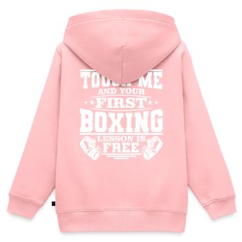 Boxen Boxing Spruch Geschenk - Kinder Premium Organic Zip Hoodie - Rosa - Hinten - AI Model Kid Female (0cm)