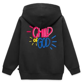 Enfant de Dieu - design chrétien - coloré - Sweat Premium à capuche zippé enfant bio - noir - Dos - AI Model Kid Male (0cm)