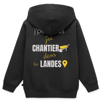 j peux pas j ai chantier dans les landes - Sweat Premium à capuche zippé enfant bio - noir - Dos - AI Model Kid Male (0cm)