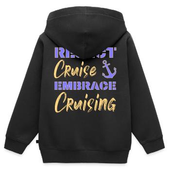 Rejeter la croisière Embrace Croisière | Drôles de dictons - Sweat Premium à capuche zippé enfant bio - noir - Dos - AI Model Kid Male (0cm)