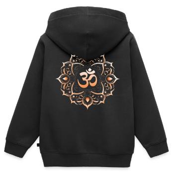 Résonance cosmique : le Om sacré - Sweat Premium à capuche zippé enfant bio - noir - Dos - AI Model Kid Male (0cm)