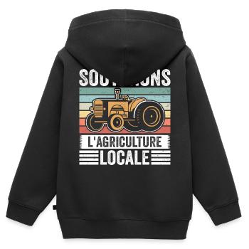 Soutenons L'agriculture Locale - Sweat Premium à capuche zippé enfant bio - noir - Dos - AI Model Kid Male (0cm)