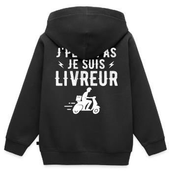 Ich kann nicht, ich bin ein Zusteller - Kinder Premium Organic Zip Hoodie - Schwarz - Hinten - AI Model Kid Male (0cm)