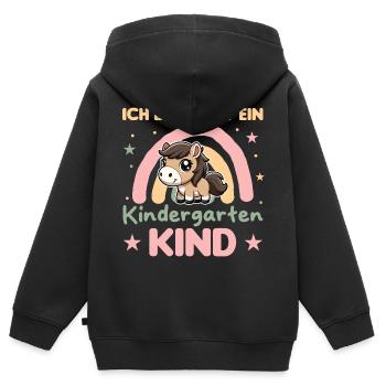 ich bin ein Kindergartenkind Regenbogen Pferd - Kinder Premium Organic Zip Hoodie - Schwarz - Hinten - AI Model Kid Male (0cm)