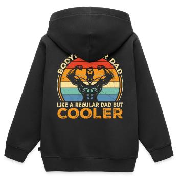 Bodybuilder Dad Like Regular Dad But Cooler | Dad - Sweat Premium à capuche zippé enfant bio - noir - Dos - AI Model Kid Male (0cm)