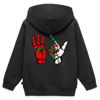 Marokko Algerien Frieden - Kinder Premium Organic Zip Hoodie - Schwarz - Hinten - AI Model Kid Male (0cm)