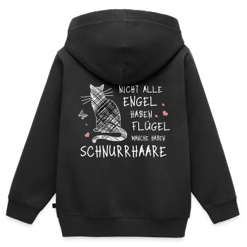 Nicht alle Engel haben Flügel manche Schnurrhaare - Kinder Premium Organic Zip Hoodie - Schwarz - Hinten - AI Model Kid Male (0cm)