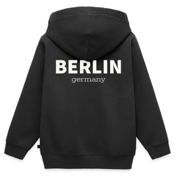 BERLIN - Sweat Premium à capuche zippé enfant bio - noir - Dos - AI Model Kid Male (0cm)