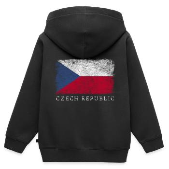 République tchèque Drapeau tchèque - Sweat Premium à capuche zippé enfant bio - noir - Dos - AI Model Kid Male (0cm)
