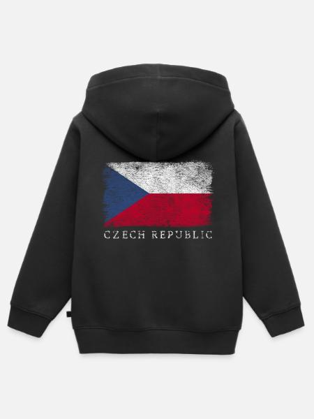 Tschechien Tschechische Flagge - Kinder Premium Organic Zip Hoodie - Schwarz