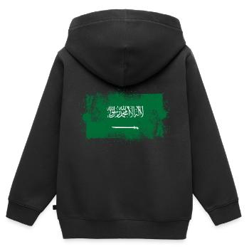 Arabie saoudite - Sweat Premium à capuche zippé enfant bio - noir - Dos - AI Model Kid Male (0cm)