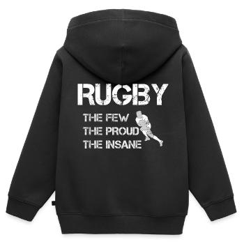 Rugby Rugby - Kinder Premium Organic Zip Hoodie - Schwarz - Hinten - AI Model Kid Male (0cm)