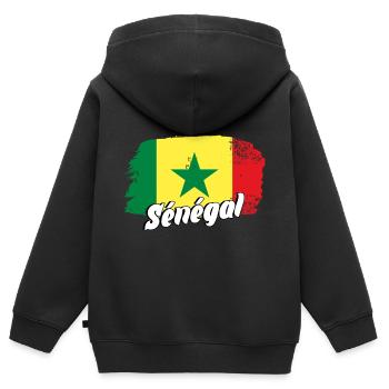 Sénégal - Sweat Premium à capuche zippé enfant bio - noir - Dos - AI Model Kid Male (0cm)