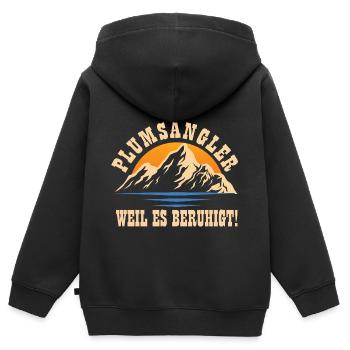 Angeln - Kinder Premium Organic Zip Hoodie - Schwarz - Hinten - AI Model Kid Male (0cm)