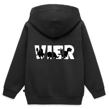 VIER Jahre Dinosaurier Kinder Geburtstag - Kinder Premium Organic Zip Hoodie - Schwarz - Hinten - AI Model Kid Male (0cm)