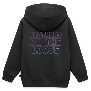 Brothers On The Loose Geschwisterreise - Kinder Premium Organic Zip Hoodie - Schwarz - Hinten - AI Model Kid Male (0cm)