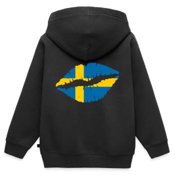 Suède - Sweat Premium à capuche zippé enfant bio - noir - Dos - AI Model Kid Male (0cm)