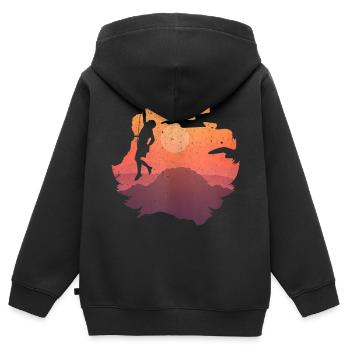 Climbing rock climbing climber - Sweat Premium à capuche zippé enfant bio - noir - Dos - AI Model Kid Male (0cm)
