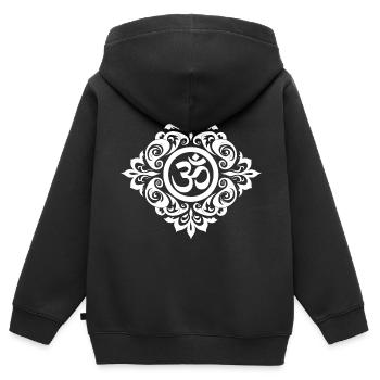 Résonance cosmique : le Om sacré - Sweat Premium à capuche zippé enfant bio - noir - Dos - AI Model Kid Male (0cm)