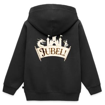 Jubel - Der Drache wird bezwungen! - Kinder Premium Organic Zip Hoodie - Schwarz - Hinten - AI Model Kid Male (0cm)