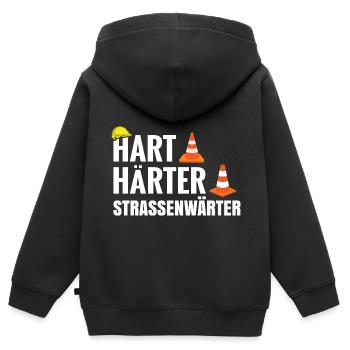 Hart Härter Straßenwärter Straßenbau Straßenbauer - Kinder Premium Organic Zip Hoodie - Schwarz - Hinten - AI Model Kid Male (0cm)