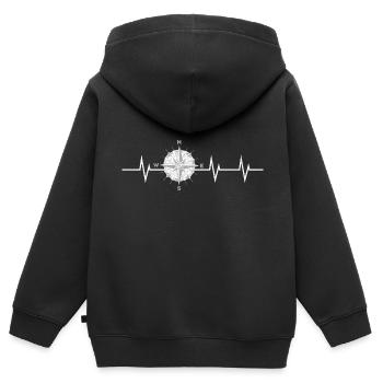 Heartbeat of Direction - My Compass - Kinder Premium Organic Zip Hoodie - Schwarz - Hinten - AI Model Kid Male (0cm)