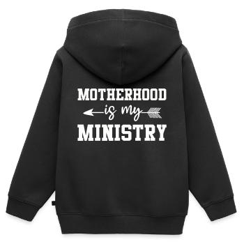 La maternité est mon ministère - Sweat Premium à capuche zippé enfant bio - noir - Dos - AI Model Kid Male (0cm)