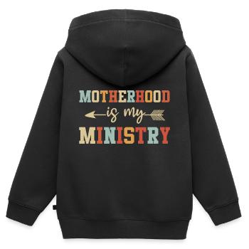 La maternité est mon ministère - Sweat Premium à capuche zippé enfant bio - noir - Dos - AI Model Kid Male (0cm)