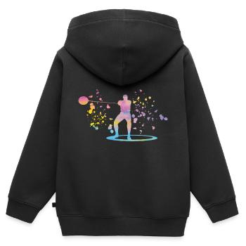 Lanceur de marteau Lancer de marteau Colorsplash - Sweat Premium à capuche zippé enfant bio - noir - Dos - AI Model Kid Male (0cm)