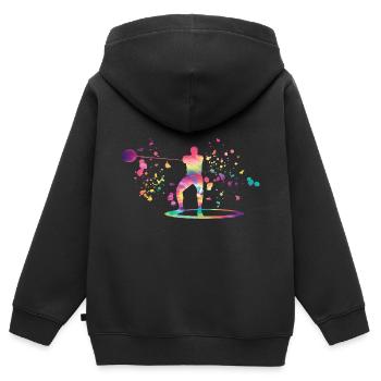 Lanceur de marteau Colorsplash Lancer de marteau - Sweat Premium à capuche zippé enfant bio - noir - Dos - AI Model Kid Male (0cm)