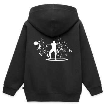Lanceur de marteau Colorsplash Lancer de marteau - Sweat Premium à capuche zippé enfant bio - noir - Dos - AI Model Kid Male (0cm)