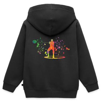 Lanceur de marteau Colorsplash Lancer de marteau - Sweat Premium à capuche zippé enfant bio - noir - Dos - AI Model Kid Male (0cm)