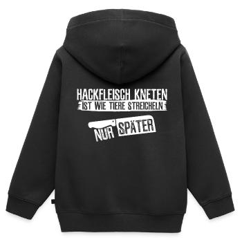 Metzger - Kinder Premium Organic Zip Hoodie - Schwarz - Hinten - AI Model Kid Male (0cm)