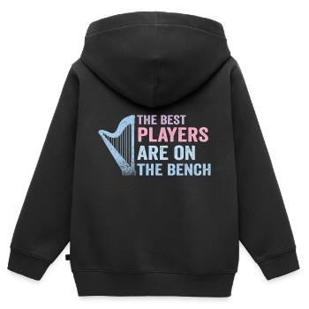 Die Besten Spieler Sitzen Auf Der Bank Harfe - Kinder Premium Organic Zip Hoodie - Schwarz - Hinten - AI Model Kid Male (0cm)