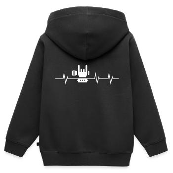 Heartbeat of Metal - Kinder Premium Organic Zip Hoodie - Schwarz - Hinten - AI Model Kid Male (0cm)