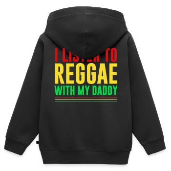 J’écoute du reggae avec mon papa - Sweat Premium à capuche zippé enfant bio - noir - Dos - AI Model Kid Male (0cm)