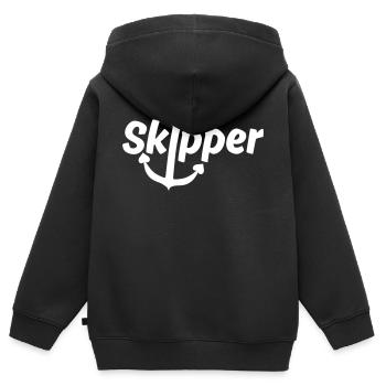 équipage - Skipper Voile Équipage Charter - Sweat Premium à capuche zippé enfant bio - noir - Dos - AI Model Kid Male (0cm)