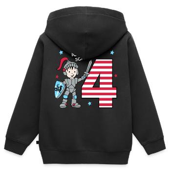 4. Geburtstag Ritter Jungen Geschenkidee - Kinder Premium Organic Zip Hoodie - Schwarz - Hinten - AI Model Kid Male (0cm)