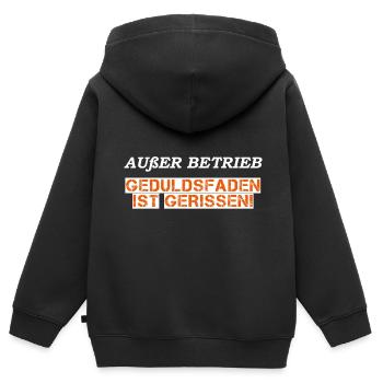 Außer Betrieb - Geduldsfaden gerissen - Kinder Premium Organic Zip Hoodie - Schwarz - Hinten - AI Model Kid Male (0cm)