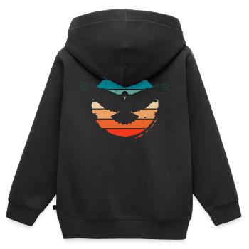 Krähe Rabe Vogel Vintage Retro Design - Kinder Premium Organic Zip Hoodie - Schwarz - Hinten - AI Model Kid Male (0cm)