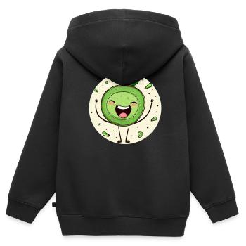 Fröhliche Kiwi - Kinder Premium Organic Zip Hoodie - Schwarz - Hinten - AI Model Kid Male (0cm)